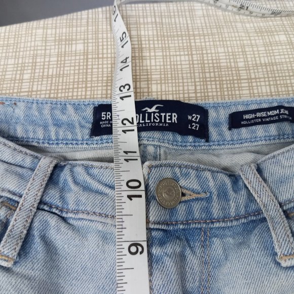 Hollister Women's Mom Jeans Juniors Size 5 High Rise Distressed Light Wash Blue - Picture 11 of 15
